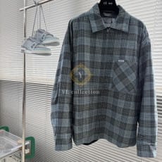 발렌시아가 블루 체크 시어서커 오버셔츠